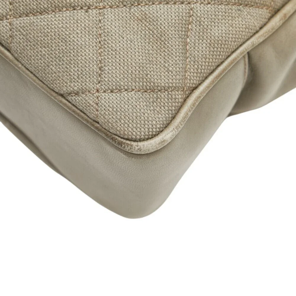 CHANEL Gray Leather Logo Tote Bag
